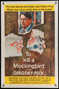 6s283 TO KILL A MOCKINGBIRD linen 1sh '63 Gregory Peck classic, from Harper Lee's famous novel!