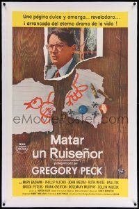 6s284 TO KILL A MOCKINGBIRD linen Spanish/U.S. 1sh '63 Gregory Peck classic, Harper Lee's famous novel!