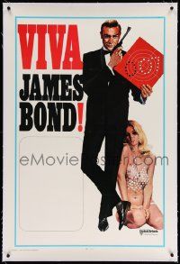 6s293 VIVA JAMES BOND linen 1sh '70 art of Sean Connery w/super sexy blonde in skimpy outfit!