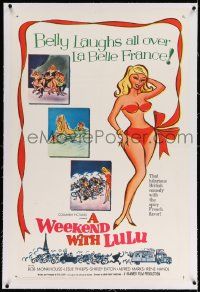 6s296 WEEKEND WITH LULU linen 1sh '61 Hammer British comedy with spicy French flavor, sexy artwork!