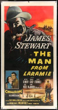 6t009 MAN FROM LARAMIE linen 3sh '55 cool different art of James Stewart, directed by Anthony Mann!