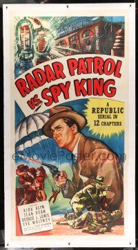 6t014 RADAR PATROL VS SPY KING linen 3sh '49 art of Kirk Alyn with gun & fedora in Republic serial!