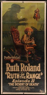 6t015 RUTH OF THE RANGE linen chapter 11 3sh '23 stone litho of menacing shadow behind Ruth Roland!
