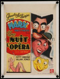 6t192 NIGHT AT THE OPERA linen Belgian R40s cool art of Groucho Marx, Chico Marx & Harpo Marx!