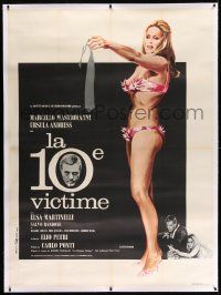 6t154 10th VICTIM linen French 1p '65 La Decima Vittima, art of sexy Ursula Andress by Charles Rau!