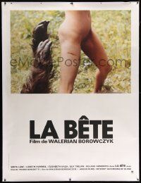 6t155 BEAST linen French 1p '75 Borowczyk's La Bete, best c/u of monster hands grabbing naked girl!