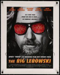 6t270 BIG LEBOWSKI linen French 16x21 '98 Coen Brothers cult classic, c/u of Jeff Bridges w/shades!