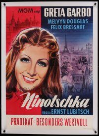 6t277 NINOTCHKA linen German R59 different Klaus Dill art of Greta Garbo & Melvyn Douglas, Lubitsch