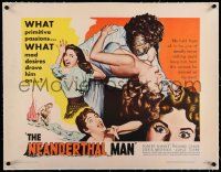 6t039 NEANDERTHAL MAN linen 1/2sh '53 great monster image, nothing could keep him from his woman!