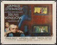 6t041 REAR WINDOW linen style A 1/2sh '54 Hitchcock classic, voyeur Jimmy Stewart & Grace Kelly!