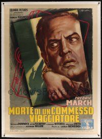 6t145 DEATH OF A SALESMAN linen Italian 1p '52 Ballester art of March as Willy Loman, Arthur Miller