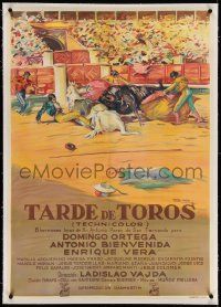 6t295 AFTERNOON OF THE BULLS linen Spanish '56 Vajda's Tarde de toros, Antonio Casero bullfight art