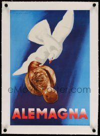 6t106 ALEMAGNA linen 13x19 Italian advertising poster '50 Dudovich art of white & chocolate doves!