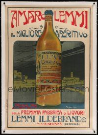 6t107 AMARO LEMMI linen 28x39 Italian advertising poster '10s Migliorati art of the aperitif!