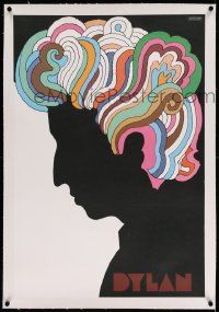 6t097 DYLAN linen 22x33 music poster '67 colorful silhouette art of Bob by Milton Glaser!