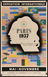 6t110 EXPOSITION INTERNATIONALE PARIS 1937 linen 24x39 French museum/art exhibition '37 Carlu art!