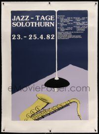 6t061 JAZZ-TAGE SOLOTHURN linen 36x50 Swiss music poster '82 great Trussardi art of saxophone!