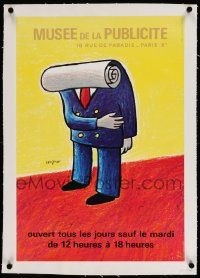 6t113 MUSEE DE LA PUBLICITE linen 16x23 French museum/art exhibition '90 great Savignac cartoon art!