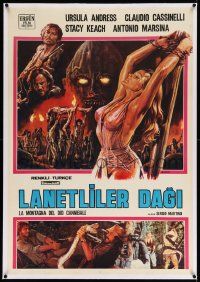 6t205 SLAVE OF THE CANNIBAL GOD linen Turkish '79 artwork of super sexy Ursula Andress in danger!
