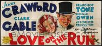 6w075 LOVE ON THE RUN 24sh '36 wonderful colorful art of Joan Crawford & Clark Gable, very rare!