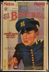6w094 BUTTONS Argentinean '27 great c/u stone litho of orphan turned ship pageboy Jackie Coogan!