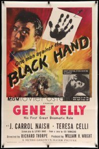 6w113 BLACK HAND 1sh '50 great art of Gene Kelly, he's one man against the Black Hand, watch out!