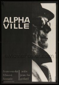 6w159 ALPHAVILLE Czech 22x33 '66 Godard, Stach art of Eddie Constantine as Lemmy Caution, rare!