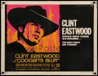 6w014 COOGAN'S BLUFF 1/2sh '68 art of Clint Eastwood in New York City, directed by Don Siegel!