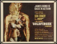 6w132 GOLDFINGER 1/2sh '64 Sean Connery as James Bond & Honor Blackman in gold Shirley Eaton, rare!