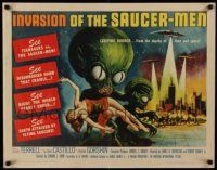 6w133 INVASION OF THE SAUCER MEN 1/2sh '57 classic art of cabbage head aliens & sexy girl!