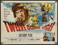 6w018 TWELVE O'CLOCK HIGH 1/2sh '50 cool image of smoking World War II pilot Gregory Peck!