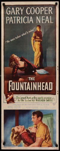 6w138 FOUNTAINHEAD insert '49 dual images of Gary Cooper as Howard Roark with Patricia Neal, rare!