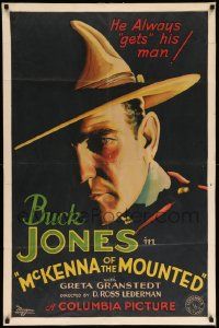 6w087 MCKENNA OF THE MOUNTED 1sh '32 great art of Mountie Buck Jones in shadows, he gets his man!