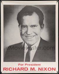 6w012 RICHARD NIXON 35x45 political campaign '68 great smiling portrait of then future president!