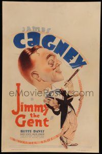 6w043 JIMMY THE GENT WC '34 cool cartoon art of dapper James Cagney with cigarette holder, rare!