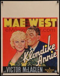 6w030 KLONDIKE ANNIE jumbo WC '36 great art of sexy Mae West flirting with Victor McLaglen!