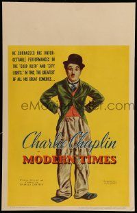 6w044 MODERN TIMES WC '36 wonderful full art of Charlie Chaplin as The Tramp with hands on hips!