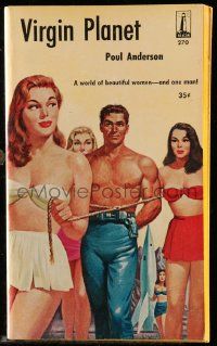 6x091 VIRGIN PLANET paperback book '59 a world of beautiful woman, and one man, great cover art!