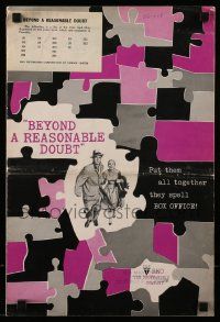 6x438 BEYOND A REASONABLE DOUBT pressbook '56 Fritz Lang film noir, Dana Andrews & Joan Fontaine!