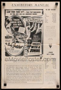 6x461 BODY SNATCHER/I WALKED WITH A ZOMBIE pressbook '52 top shockers in one big all-horror show!