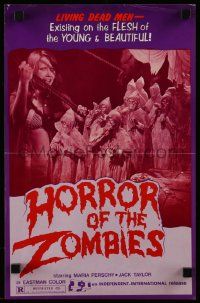 6x627 HORROR OF THE ZOMBIES pressbook '76 dead men existing on the flesh of the young & beautiful!