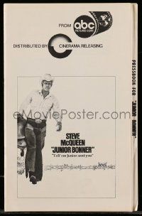 6x658 JUNIOR BONNER pressbook '72 full-length rodeo cowboy Steve McQueen carrying saddle!