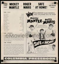 6x823 SAFE AT HOME pressbook '62 Mickey Mantle, Roger Maris, New York Yankees baseball!