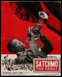 6x830 SATCHMO THE GREAT pressbook '57 great image of Louis Armstrong playing his trumpet & singing!