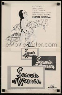 6x844 SECRETS OF WOMEN pressbook '61 Ingmar Bergman, Eva Dahlbeck, love affairs of 3 women!