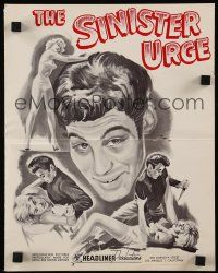 6x862 SINISTER URGE pressbook '60 Ed Wood, great die-cut cover image with art by Darling, rare!