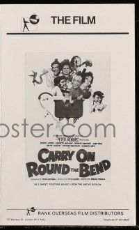 6x365 CARRY ON ROUND THE BEND English pressbook '71 Sidney James, wacky Renato Fratini art of cast!