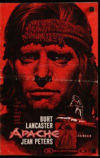 6x407 APACHE pressbook '54 directed by Robert Aldrich, Native American Burt Lancaster!