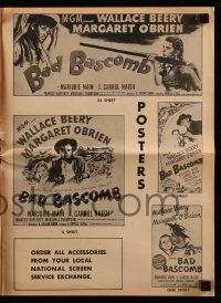 6x417 BAD BASCOMB pressbook '46 Wallace Beery & Margaret O'Brien with cool printed envelope!