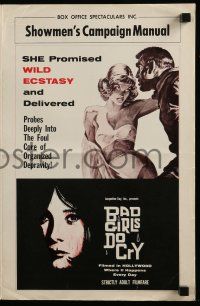 6x420 BAD GIRLS DO CRY pressbook '65 wild ecstasy, sexy art of barely clothed woman!
